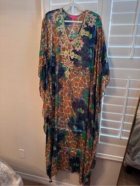 Lilly Pulitzer Rosia Embroidered Maxi Caftan in the Blooms of Paradise